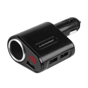 Carmotion autós töltő voltmérővel és 3 USB porttal, 12V/24V adapter - Autós töltő