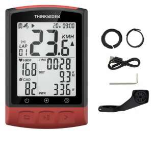 Komputer rowerowy ThinkRider BC108 z GPS, ekranem 2,3 cala, obsługą ANT+ i BLE, wyświetlający prędkość, dystans, czas, tętno, kadencję, moc i temperaturę - Komputer rowerowy