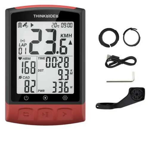 Computer pentru biciclete, ThinkRider BC108, GPS, monitorizare date ciclism, ecran 2.3", suport BLE 4.0 ANT+