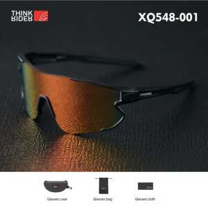Ochelari de soare ThinkRider XQ548-001 pentru ciclism cu ramă neagră și lentile portocalii, protecție UV - Ochelari de soare pentru barbati