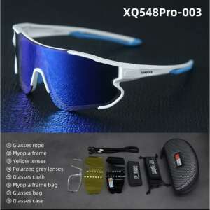 Ochelari de ciclism ThinkRider XQ548Pro-003 cu protecție UV, lentile polarizate, ramă albă - Ochelari de soare pentru barbati