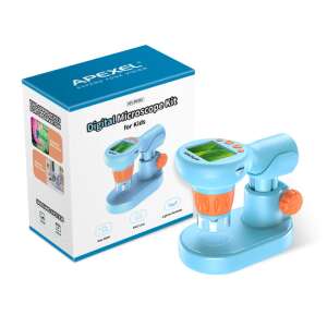 Apexel MS201 Cyfrowy Mikroskop dla Dzieci, niebieski, 800x powiększenie, 2MP kamera, karta microSD, zabawka edukacyjna - Mikroskop