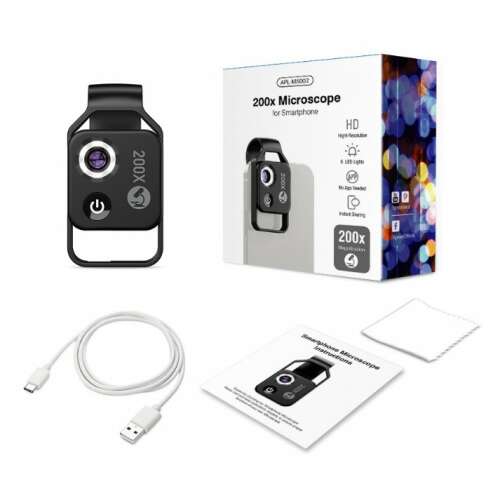 Leća mikroskopa s 200x uvećanjem i LED svjetlom, marka Apexel kompatibilna s iPhoneom 13, iPhoneom 12, iPhoneom 11, X, 8, 7, 6, 5, Samsungom, Huaweijem, Xiaomijem, Oppoom, Nokiom 103287398