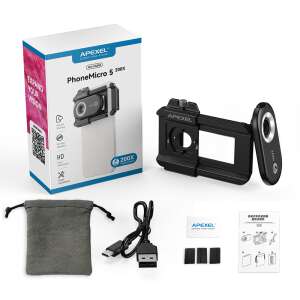 Lentila microscop, Apexel Phone Micro 5, zoom 200x, sistem prindere pentru iPhone 16, 15, 14,13,12,11, Samsung S24/S23/S22, Huawei, Xiaomi, Oppo 103287384 - Lentile / obiective pentru telefoane moblle