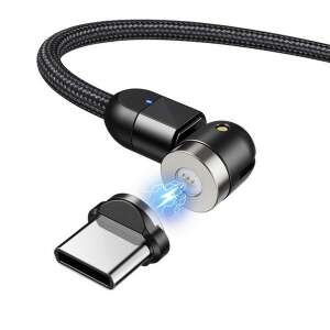Magnetický USB-C kábel Maclean Energy MCE474, 3 v 1, 1 m, čierny, zobrazujúci magnetické pripojenie a nabíjanie - Maclean