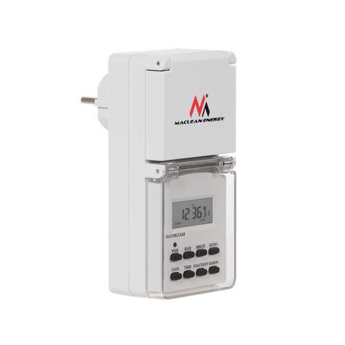 Maclean Energy MCE08 digitális időzítő kapcsoló 10 programmal, véletlenszerű funkcióval és 3600W maximális teljesítménnyel