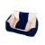 Blue and beige dog bed