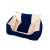 Blue and beige dog bed