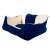 Blue and beige dog bed