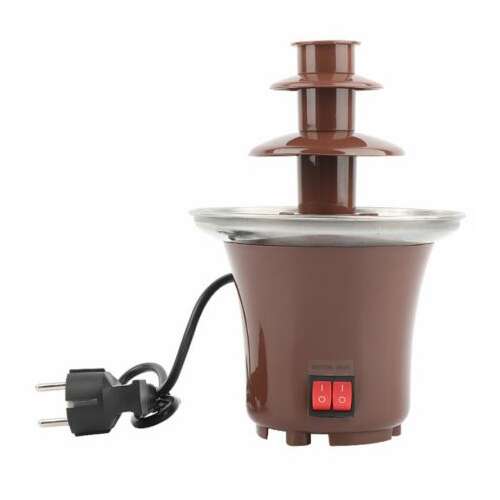 Csokoládé szökőkút, barna, 3 szint, elektromos, rozsdamentes acél alap