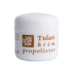 Tulasi propoliszos krém, 50ml, természetes összetevők, baktériumölő, fájdalomcsillapító, ekcémák, gombás bőr, égési sebek, gennyes sebek, fertőtlenítő - Testpermet