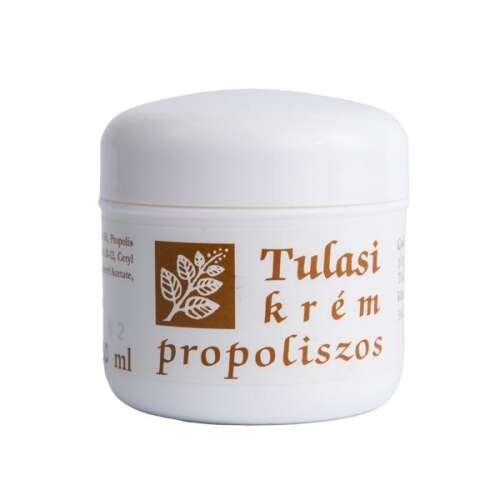 Tulasi propoliszos krém, 50ml, természetes összetevők, baktériumölő, fájdalomcsillapító, ekcémák, gombás bőr, égési sebek, gennyes sebek, fertőtlenítő