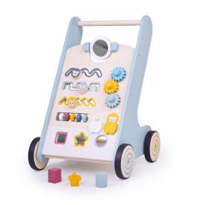 Activity walker with pastel colors, wooden toy for babies, learning and playing, with wheels, maze, gears, mirror, and beads - Baby Walker, Push & Pull Toy and Developmental Toy for Toddler