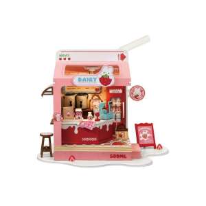 Rolife 3D wooden puzzle, Strawberry Milk Box, assembled model, miniature shop, cute design - Rolife