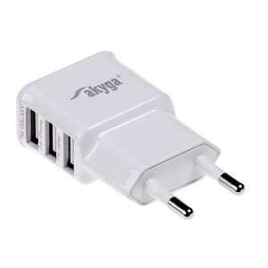 Încărcător de perete USB Akyga AK-CH-05 5V/3.1A/15W cu 3 porturi, alb - Adaptoare de rețea