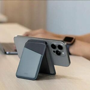 UNIQ Lyden DS Mágneses Kártyatartó és Állvány telefonra rögzítve, szürke és fekete - UNIQ