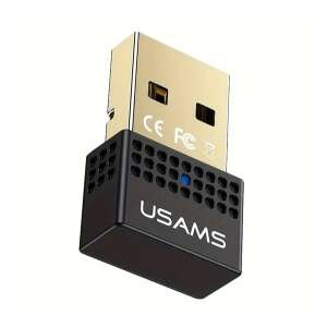 USAMS Bluetooth 5.3 USB adapter, fekete, vezeték nélküli vevő, dongle, laptophoz, számítógéphez, telefonhoz, hangszóróhoz, fejhallgatóhoz való csatlakoztatáshoz - Bluetooth adapter