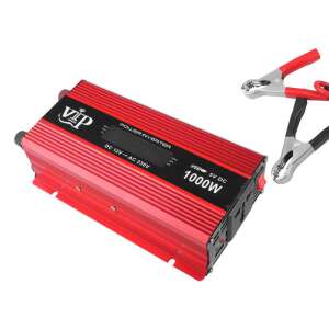 VIP POWER 1000W 12V-ról 230V-ra Autós Inverter USB Kimenettel, Piros - Autós töltő