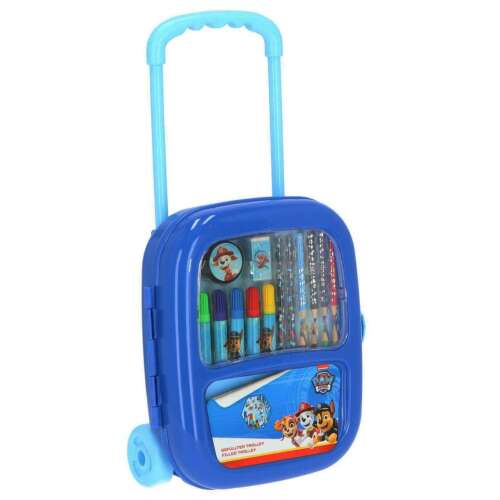 Paw Patrol Rollkoffer Malset mit Stiften, Buntstiften, Bleistiften, Radiergummi, Spitzer, Aufklebern und Zeichenblock