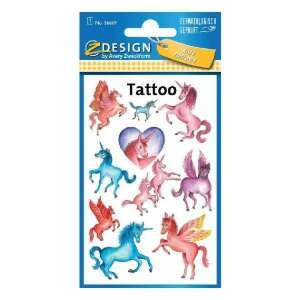 Z Design by Avery Zwackform foaie de tatuaje temporară cu unicorni și zâne - Tatuaje temporare
