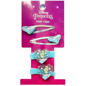 Комплект от щипки за коса и ластици за коса Disney Princess Cinderella, с дизайн на Пепеляшка в синя рокля и стъклена пантофка - Дъвка за коса
