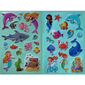 Meerjungfrauen und Meerestiere Flauschige Schwamm-Aufkleberset - 2 Bögen - 30 Stk