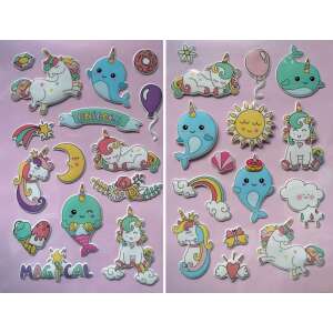 Einhorn Puffy Schwamm Aufkleber Set - 2er - 30 Stk