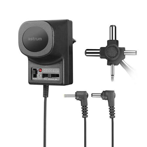 Adaptor de alimentare universal Astrum AD050 cu tensiune reglabilă, 6 prize interschimbabile
