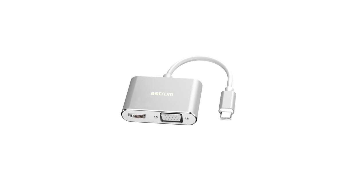 Astrum DA660 Type-C - HDMI + VGA 4K 30HZ 15cm adaptér strieborný 103341153