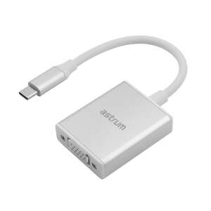 Astrum DA670 adaptér USB-C na VGA, strieborný, pripojte notebook alebo mobilné zariadenie k monitoru alebo projektoru - VGA redukcie