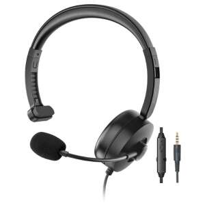 Astrum HS610 kabelgebundenes Headset mit verstellbarem Mikrofon, schwarz - Astrum