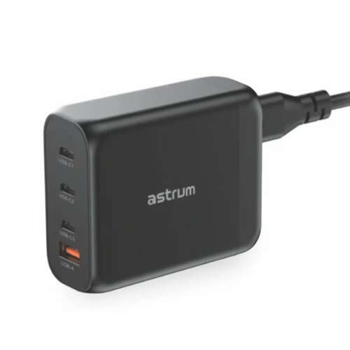 Astrum Pro PD140 100W 4-portový USB nabíjačka do zásuvky so 3 portami USB-C a 1 portom USB-A, čierna