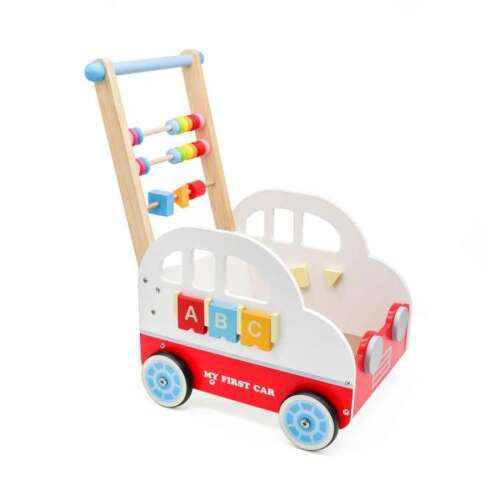 Fa járássegítő, abakusz, játékautó, tároló, My First Car, baba járássegítő, kisgyermek járássegítő, tanulójáték, oktató játék, toló játék - Járássegítő