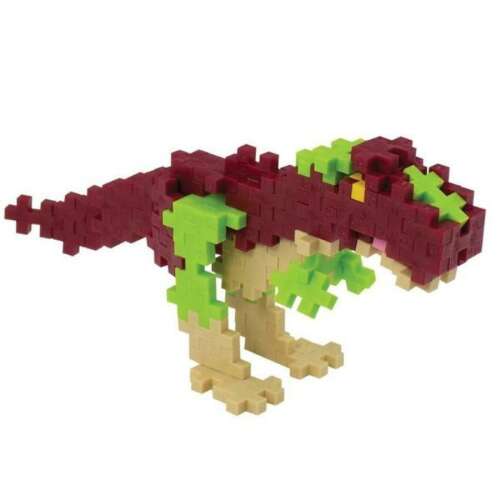 Plus-Plus T-Rex dinoszaurusz építőjáték, összeépítve, piros, zöld és bézs színben - Játék