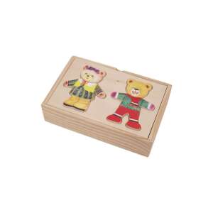 Fa dupla mackó puzzle, öltöztesd fel a mackókat különböző ruhákkal és kiegészítőkkel, nagyszerű 2-4 éves gyerekeknek - Baba puzzle