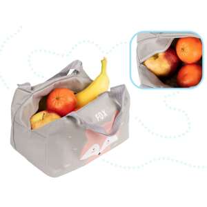 Hőszigetelt ebédtáska róka mintával, cipzáros rekesz és fogantyúk a hordozáshoz vagy akasztáshoz - Uzsonnás táska