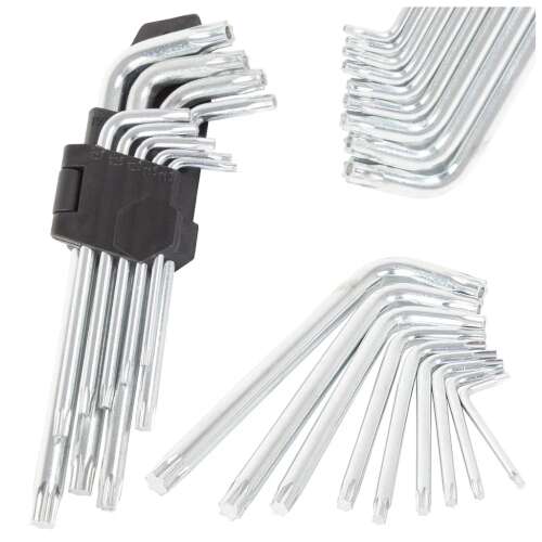 Set de 9 chei Torx într-un suport din plastic, dimensiuni 1,5-10 mm, argintiu, universal