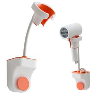 Fürdőszobai tartó hajszárítónak vagy zuhanyrózsának - fehér/narancs