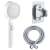 Fehér zuhanyfej 5 fúvókával, zuhanytömlővel és fali tartóval