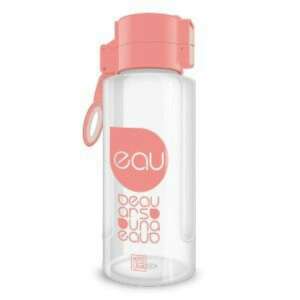 Ars Una transparente BPA-freie Wasserflasche, 650 ml, rosa Deckel - Füttern