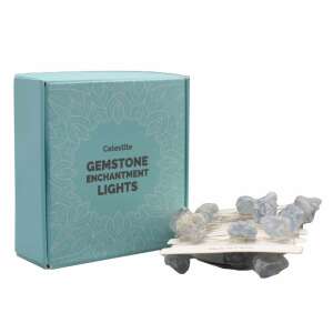 Celesztit Kristályos LED Világítás, valódi cölesztin kristályokkal díszített LED fényfüzér, tökéletes otthoni dekorációhoz, ajándéknak és varázslatos hangulat megteremtéséhez - Nonbrand Fényfüzér