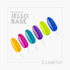 Culorile gelului de unghii Claresa Rainbow Jello Base, inclusiv galben, roz, marin, violet, lime și albastru - Unghii artificiale cu gel
