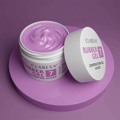 Claresa Rubber Gel 07, építő zselé körmökhöz, UV-s kötésű, világos lila szín - Műköröm építő zselé
