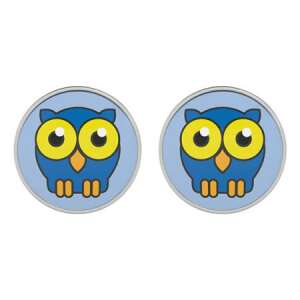 Női bagoly fülbevaló, nikkelmentes, nem belőhető, kék és sárga - Nono