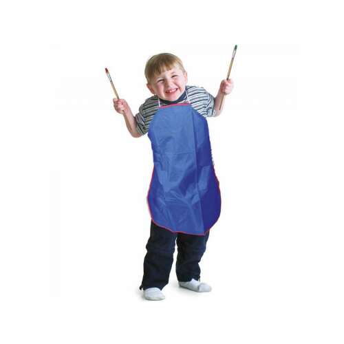 PlayBox kék és piros iskolás festőkötény gyerekeknek, 85cm hosszú, védi a ruhákat a festéktől