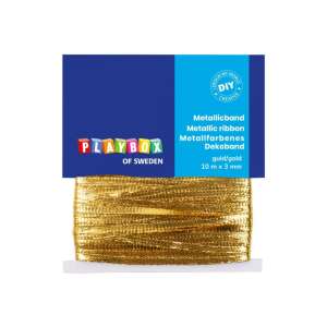 Panglică metalică aurie Playbox de 10m x 3mm pentru artizanat, ambalarea cadourilor și decorațiuni - Ambalaje cadouri