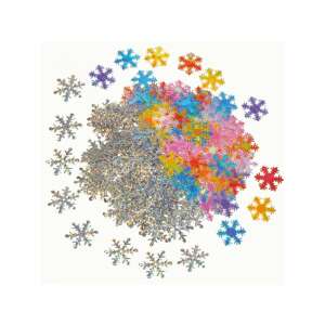 PlayBox: 500 db-os hópehely flitter szett, ezüst, arany, réz, rózsaszín, sárga, sötétkék, világoskék, lila, 25-28 mm - Playbox