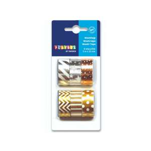 Set de bandă washi Playbox of Sweden aurie și argintie, 6 role, 3m x 15mm - Ambalaje cadouri