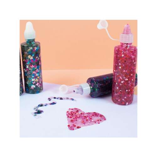PlayBox of Sweden Glitter ragasztó, 6 db különböző színű és formájú glitter ragasztó, tökéletes kézműveskedéshez és dekorációhoz