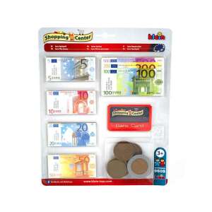Klein Toys Euro játékpénz készlet bankkártyával, tartalmaz hamis Euro bankjegyeket és érméket gyerekeknek a boltos játékhoz - Klein